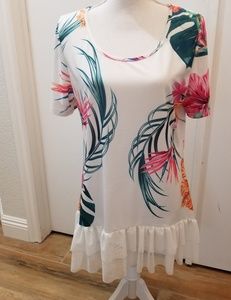 Lily Floral Tunic w/Ruffle